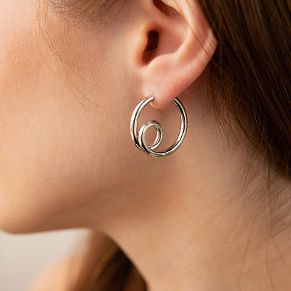 Сережки - кільця "Kristy" у сріблі 7288 №12