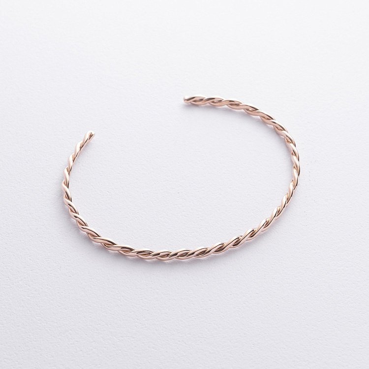 Жесткий золотой браслет "Переплетение" б05531 от ювелирного магазина Оникс - 2