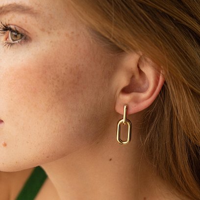 Серьги "Розмари" в желтом золоте 2 в 1 с08416