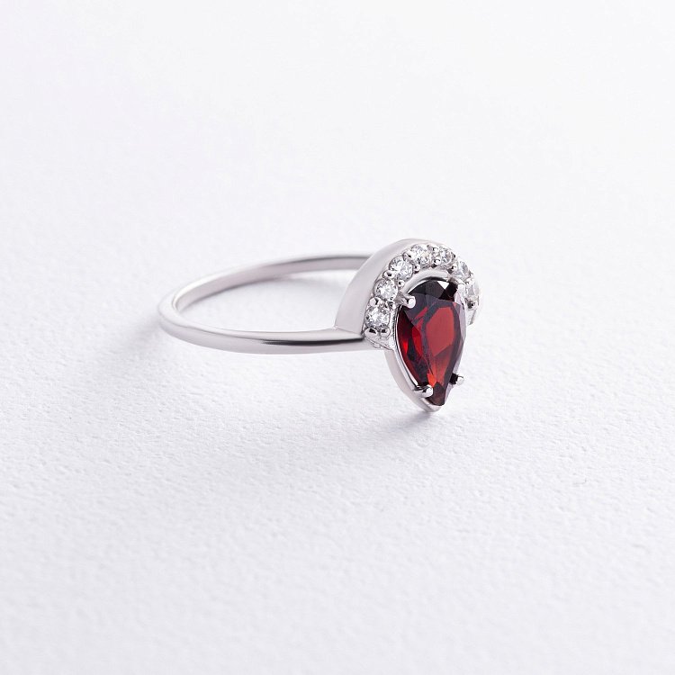 Двойное серебряное кольцо с пиропом и фианитами GS-01-004-4110 от ювелирного магазина Оникс - 6