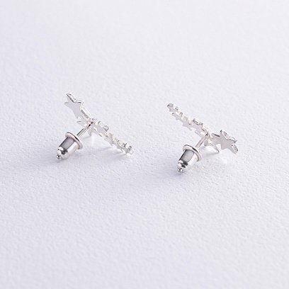 Серебряные серьги - пусеты "Звездочки" 123225 №6