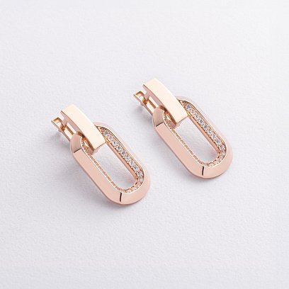 Сережки в червоному золоті (фіаніти) с09291 №2