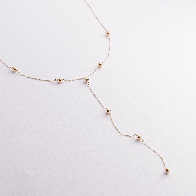 Колье - галстук "Шарики" в желтом золоте кол02590 от ювелирного магазина Оникс