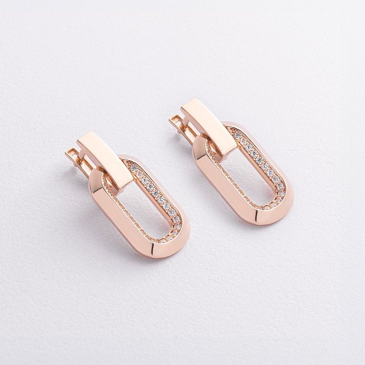 Сережки в червоному золоті (фіаніти) с09291 від ювелірного магазину Онікс - 1