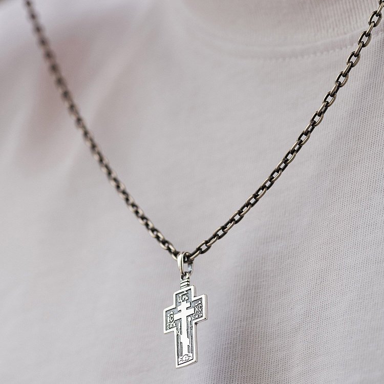 Серебряный православный крест с чернением 13365 от ювелирного магазина Оникс - 3