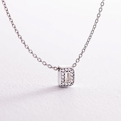 Серебряное колье с буквой "D" с фианитами 1103 D