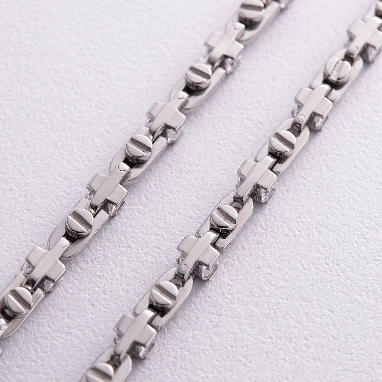 Чоловічий срібний ланцюжок з фіанітами 882 від ювелірного магазину Онікс - 7