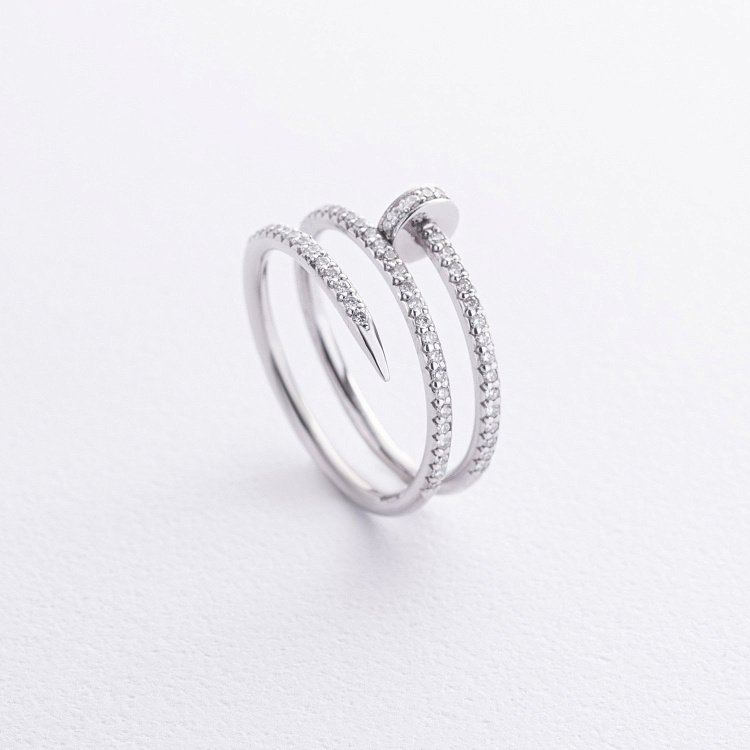 Каблучка "Цвях" з діамантами (біле золото) кб0552м від ювелірного магазину Онікс