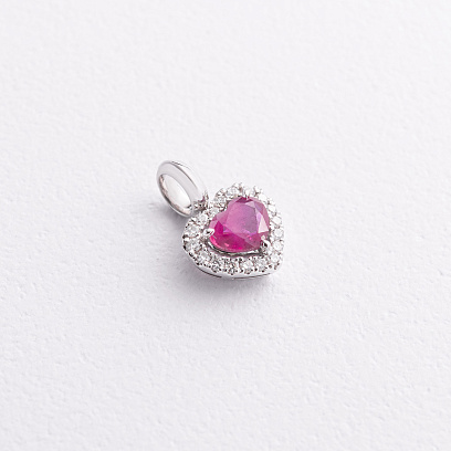 Золотой кулон "Сердечко" (бриллианты, рубин) пб0376nl