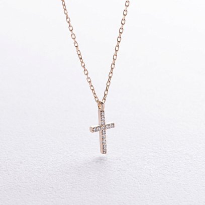 Колье "Крестик" в желтом золоте (бриллианты) колб0132м
