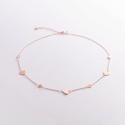 Кольє "Сердечки" у червоному золоті кол02139