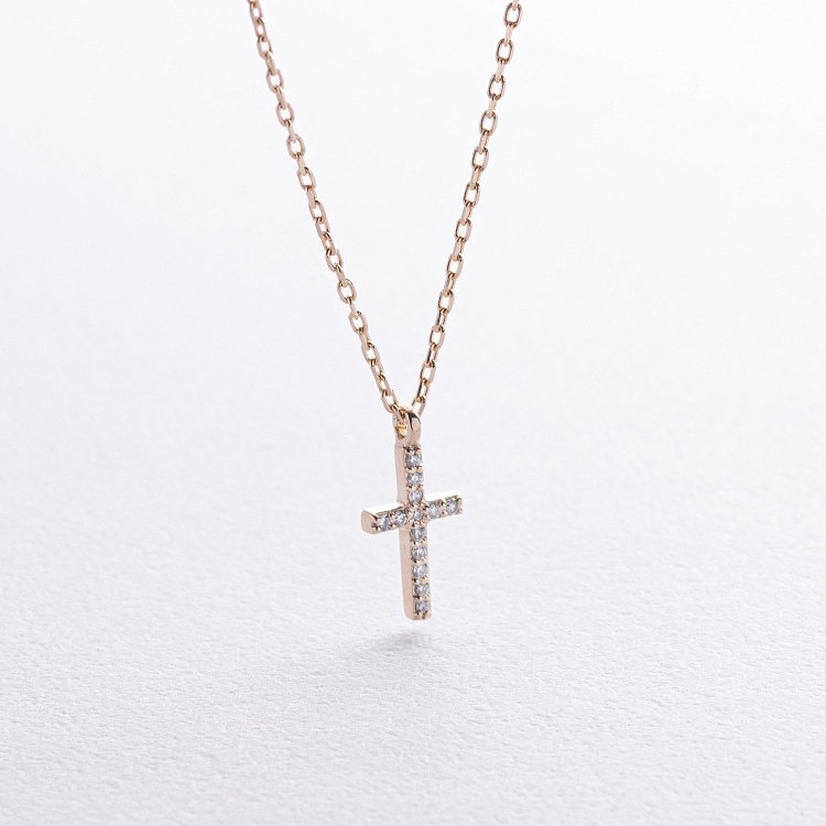 Колье "Крестик" в желтом золоте (бриллианты) колб0132м от ювелирного магазина Оникс