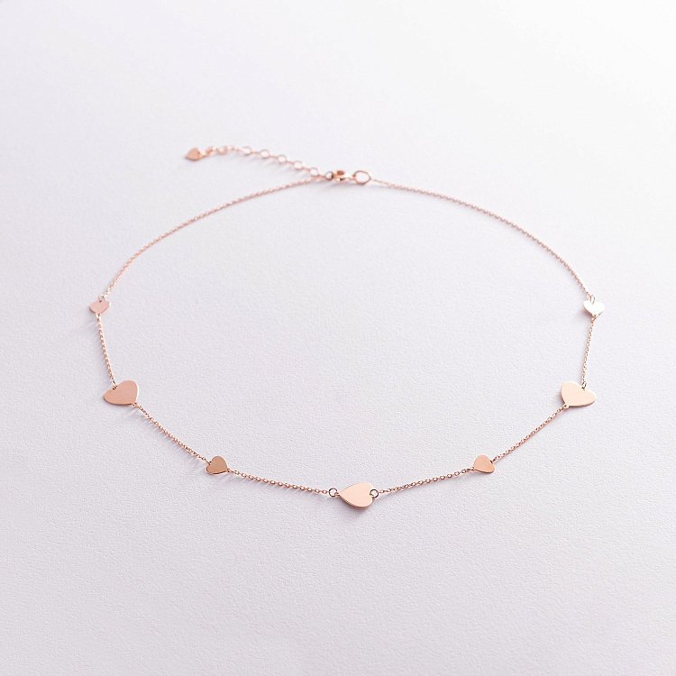 Кольє "Сердечки" у червоному золоті кол02139 від ювелірного магазину Онікс