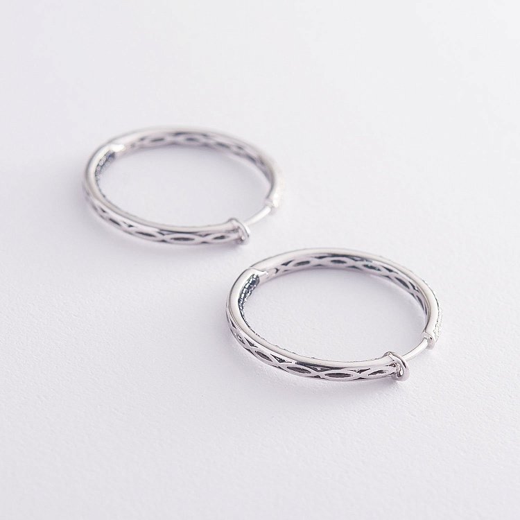 Золотые серьги-кольца (сапфир, бриллиант) сб0251sth от ювелирного магазина Оникс - 2