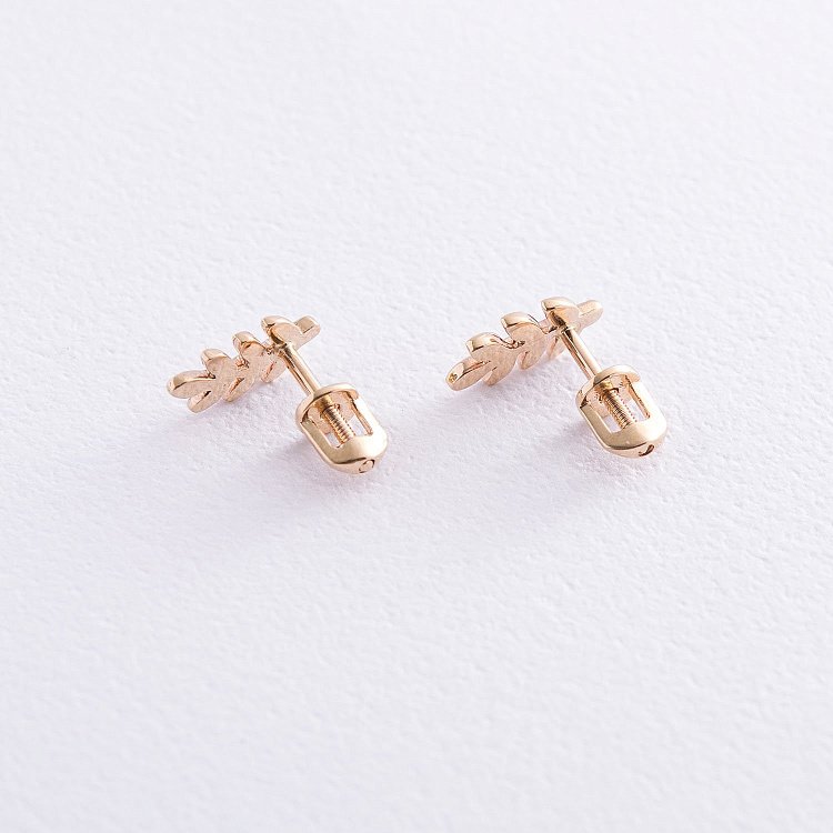 Сережки - пусети "Гілочки" в червоному золоті с06925 від ювелірного магазину Онікс - 3