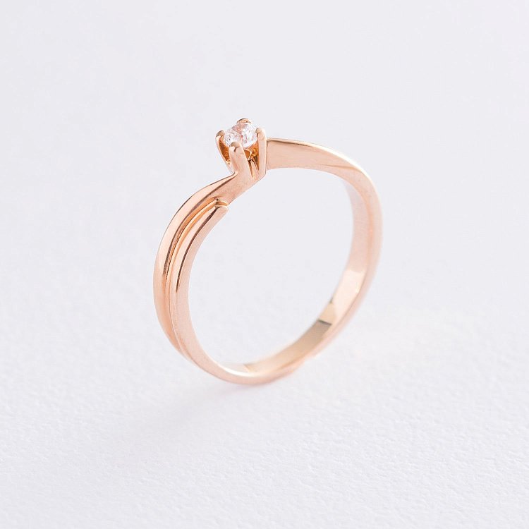 Заручальна каблучка в червоному золоті (фіаніт) к06094 від ювелірного магазину Онікс