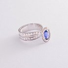 Золотое кольцо с синим сапфиром и бриллиантами км0152 от ювелирного магазина Оникс - 2