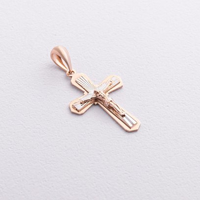 Крестик с распятием (красное, белое золото) п04000