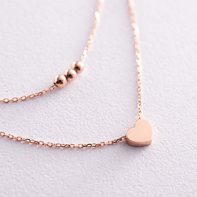 Подвійне золоте кольє "Кульки та сердечко" кол02293 №3