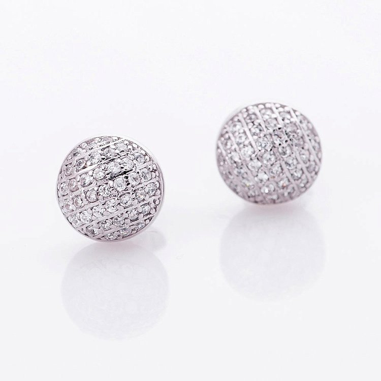 Серебряные серьги-пусеты с фианитами 121917 от ювелирного магазина Оникс - 1