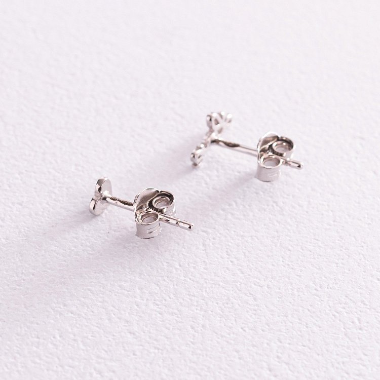 Срібні сережки - пусети "Love" з емаллю 123137 від ювелірного магазину Онікс - 2