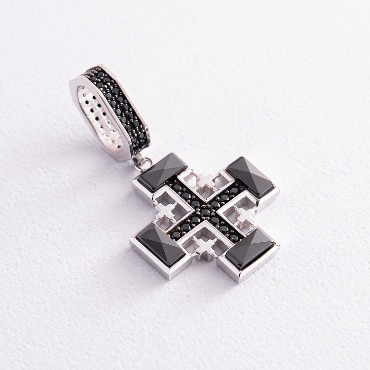 Золотий хрестик з фіанітами п03241 від ювелірного магазину Онікс