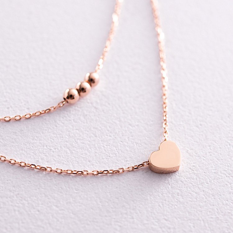 Подвійне золоте кольє "Кульки та сердечко" кол02293 від ювелірного магазину Онікс - 2