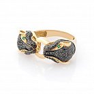 Золотое кольцо "Две пантеры" (фианиты) к05151 от ювелирного магазина Оникс - 1