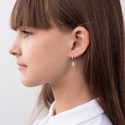 Дитячі золоті сережки "Квіточка" с04796р №2