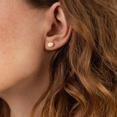 Золотые серьги - пусеты Овальные без камней с06044 №6