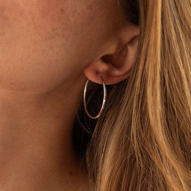 Серьги - кольца в белом золоте (3.1 см) с08531 от ювелирного магазина Оникс - 5