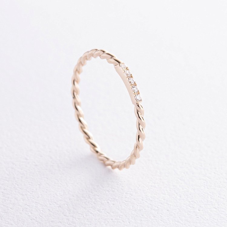 Каблучка "Мелоді" з фіанітами (жовте золото) к07547 від ювелірного магазину Онікс - 2