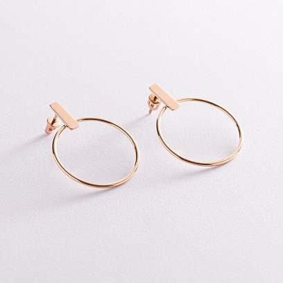 Сережки - пусети "Впевненість" у жовтому золоті с07749 №9