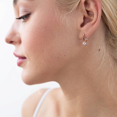 Золотые серьги с фианитами с07646 №3
