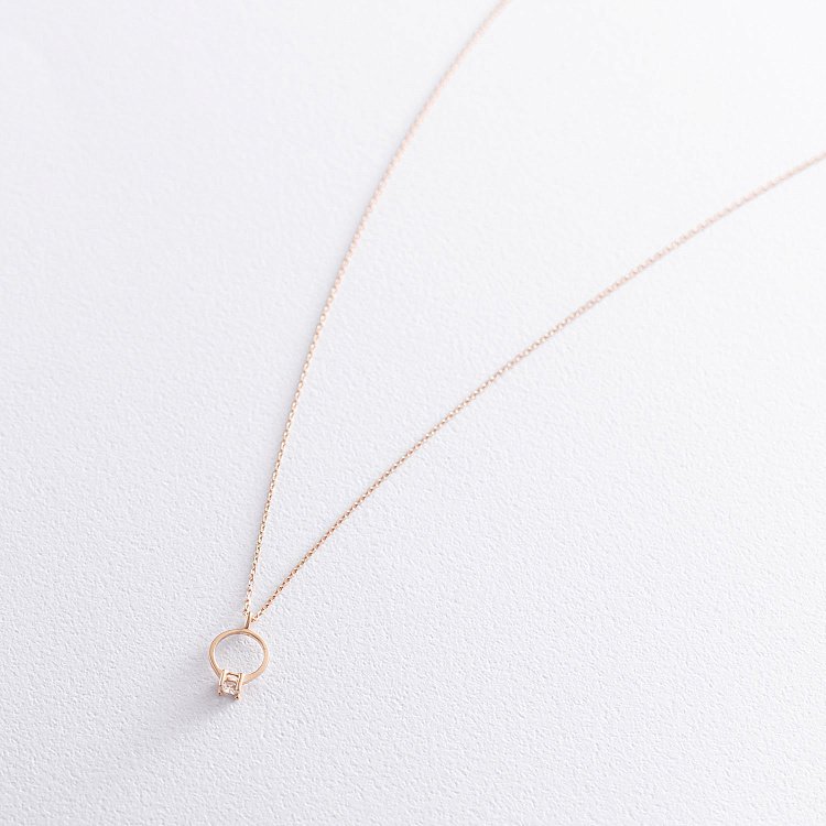 Золоте кольє із заручальною каблучкою (фіаніт) кол01738 від ювелірного магазину Онікс - 3