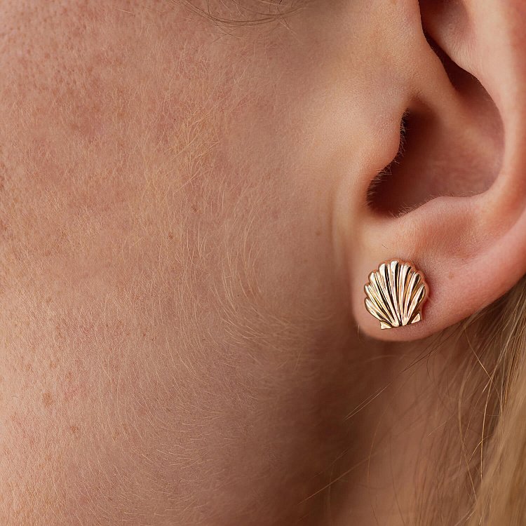 Сережки - пусети "Мушлі" у червоному золоті с08463 від ювелірного магазину Онікс - 7