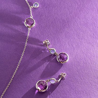 Золотой браслет (аметист, топаз) б04387 №5