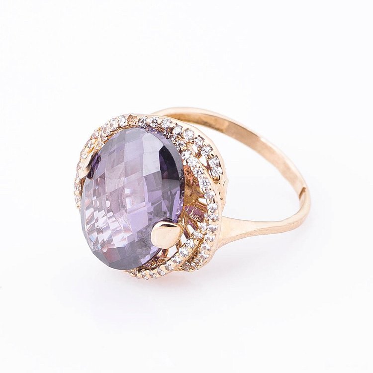 Золота каблучка з фіанітами к03895 від ювелірного магазину Онікс - 1