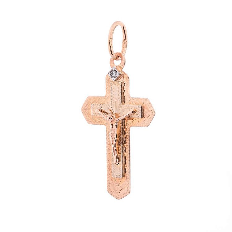 Золотой православный крестик п02346 от ювелирного магазина Оникс