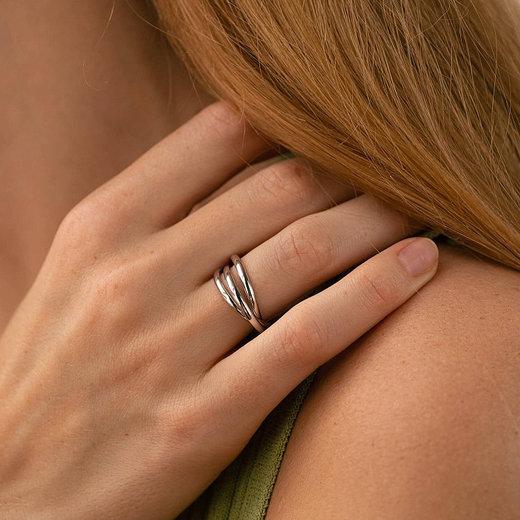 Золотое кольцо "Круговорот" (тройное) к07642 от ювелирного магазина Оникс - 11