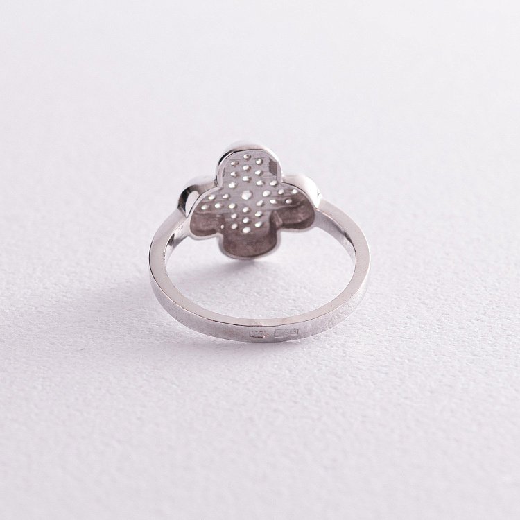 Золотий перстень "Конюшина" (фіаніти) к04976 від ювелірного магазину Онікс - 2