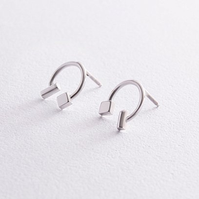 Серьги - пусеты "Дарси" в белом золоте с08317 №6