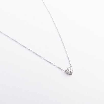 Серебряное колье "Сердечко" с фианитами 908-01571