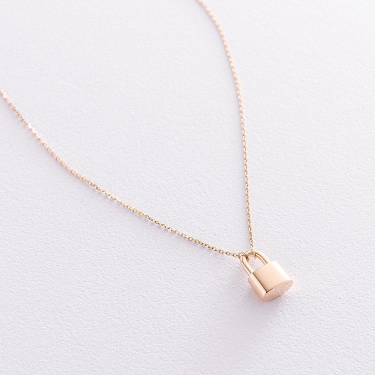 Кольє "Замочок" в жовтому золоті кол01895 від ювелірного магазину Онікс - 5