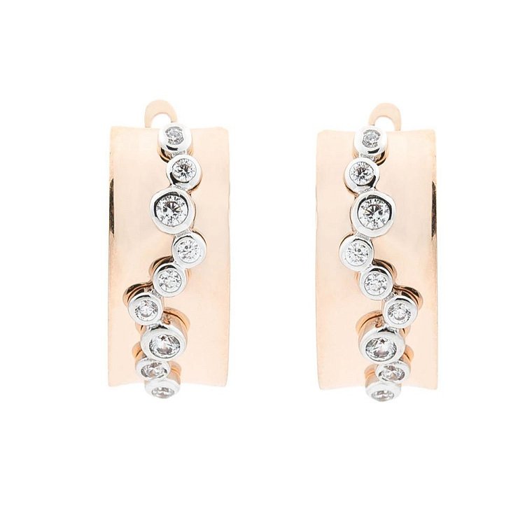 Золотые серьги (фианиты) с05358 от ювелирного магазина Оникс - 1