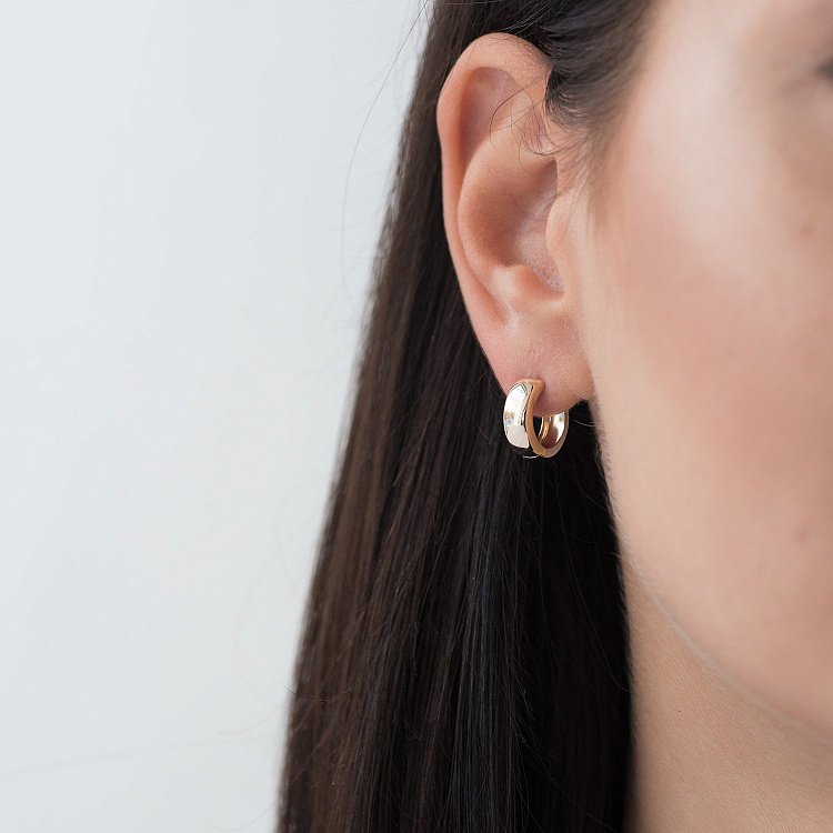 Золоті сережки - кільця без каменів с05275 від ювелірного магазину Онікс - 6