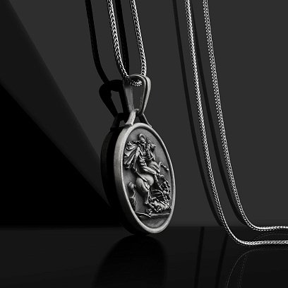 Срібний кулон "Георгій Переможець" (можливе гравіювання) 133180 №3