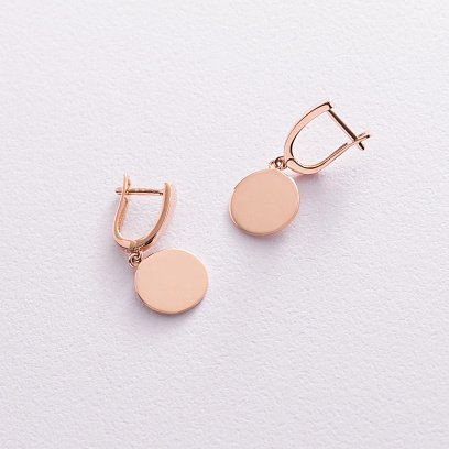 Серьги "Монетки" в красном золоте с07623 №3