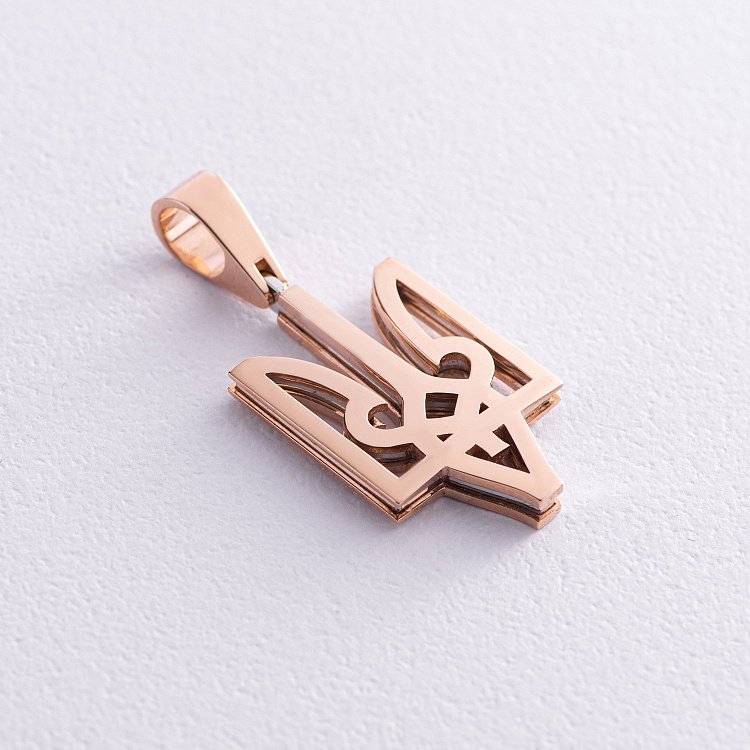 Кулон Герб України "Тризуб" у червоному золоті 125682400 від ювелірного магазину Онікс