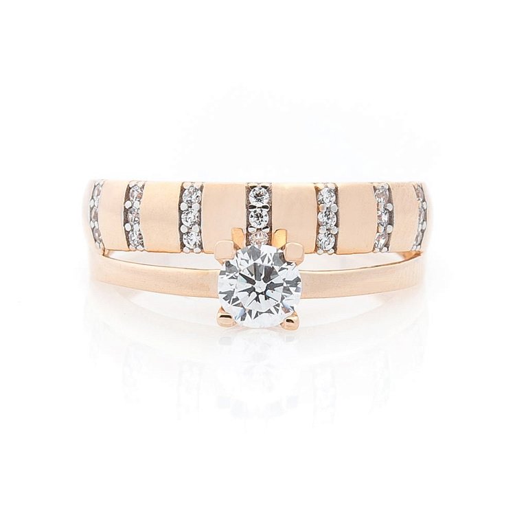 Золотое кольцо с фианитами к04242 - 1 Золотое кольцо с фианитами к04242 от ювелирного магазина Оникс - 1